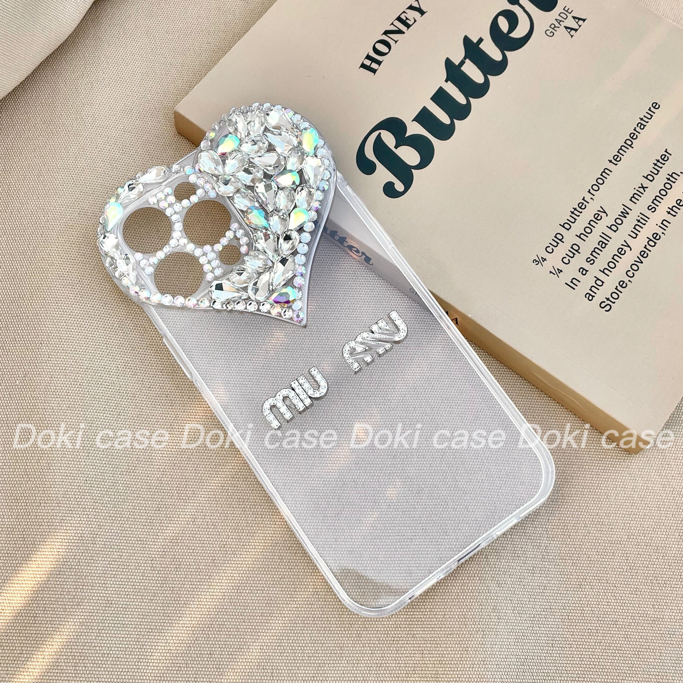 Doki case 奢华高端爱心镜头满钻苹果16promax手机壳iPhone15pro气质女神14名媛风13全包价镜头12防摔软壳