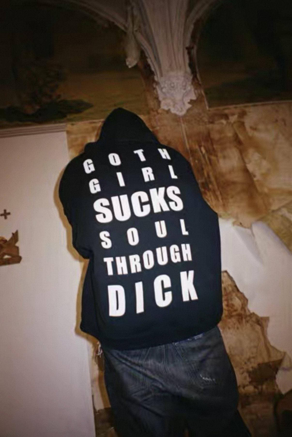 thumbnail for Super limited] erd melancholic rich second generation Goth girl back print old washed hoodie