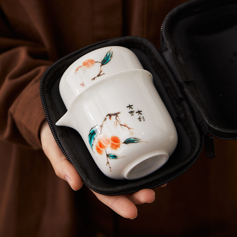 式玻璃旅行茶具套装一壶四杯户外个人专用快客杯高端礼品印制