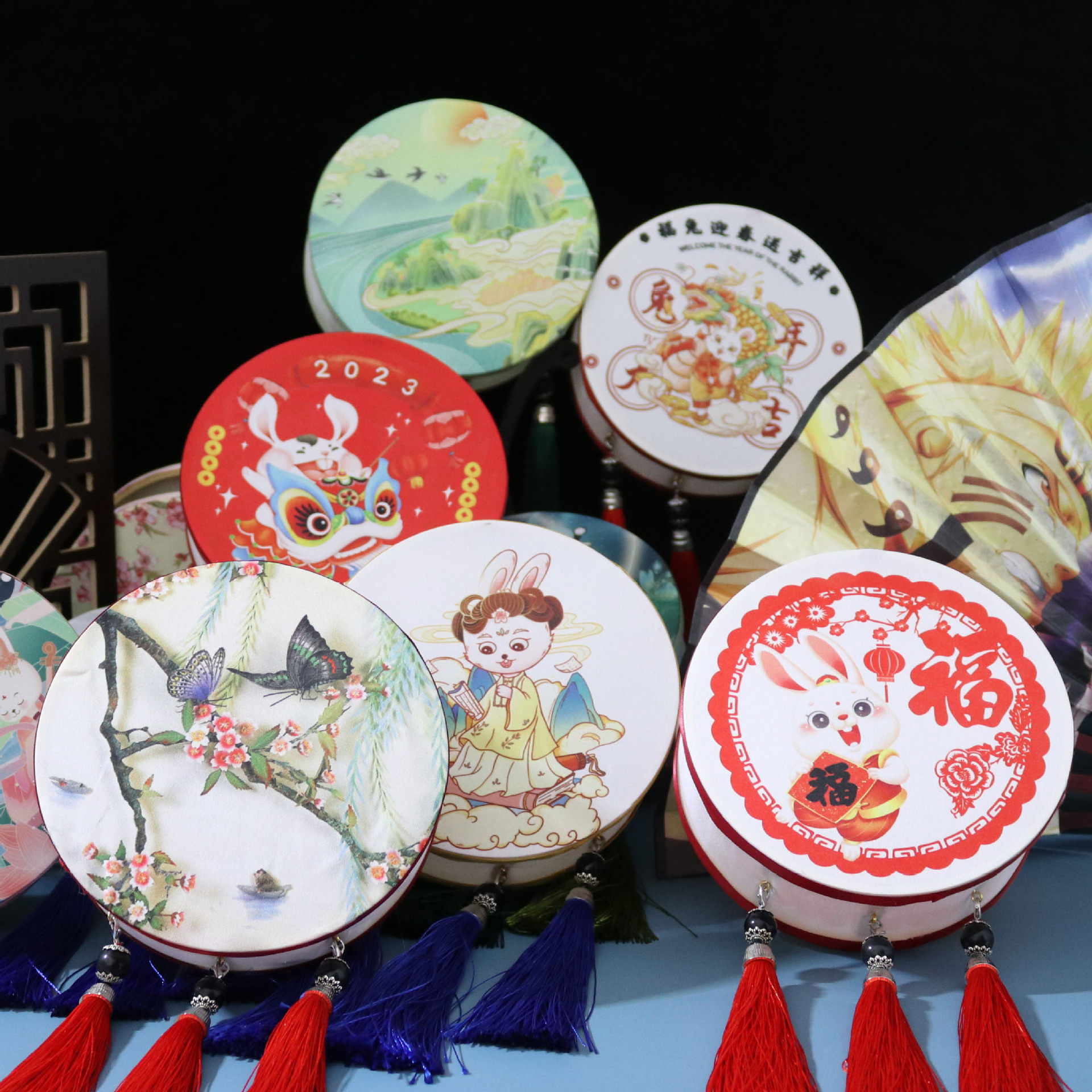 新品汉服中秋节花灯diy手工花草灯笼成品led发光元宵古风手提宫灯