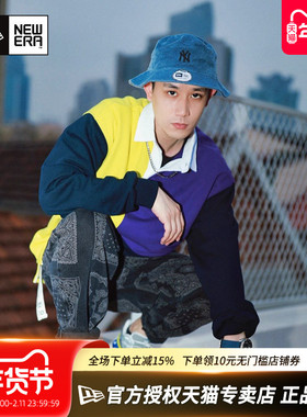 New Era纽亦华MLB男女款情侣灯芯绒宽檐遮阳休闲NY潮渔夫帽盆帽