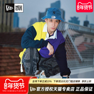 New Era纽亦华MLB男女款情侣灯芯绒宽檐遮阳休闲NY潮渔夫帽盆帽