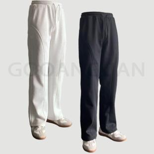 加绒卫裤斜切解构运动户外休闲裤男冬季微喇宽松长裤保暖秋冬裤子