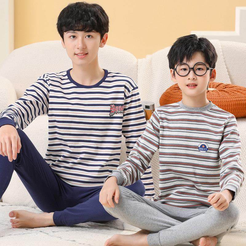 男童睡衣男孩秋冬款纯棉a类青少年秋衣卫生裤套装儿童男大童家居