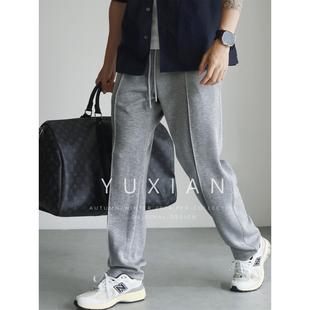 YUXIAN自然垂顺四面弹立体裤线抗皱弹力宽松抽绳长裤运动卫裤男士