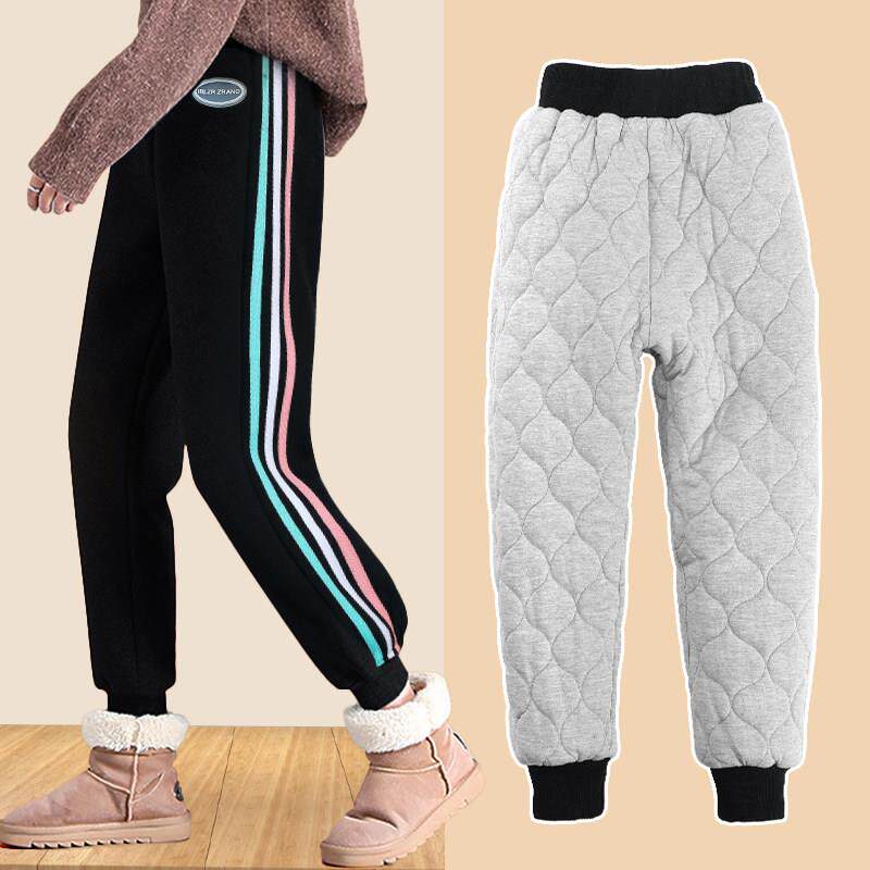 女童棉裤一条过冬儿童冬装冬季外穿加绒加厚三层裤子中大童运动裤