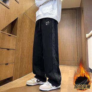 秋冬装裤子男孩初中学生帅气长裤青少年大童加绒加厚休闲运动卫裤