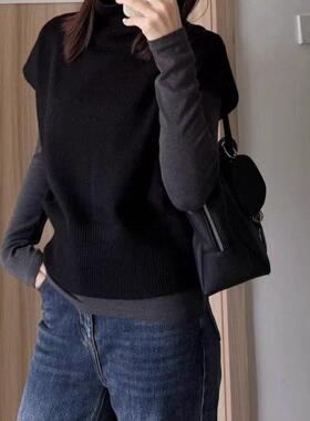 DOMA/30毛斗篷高领马甲毛衣