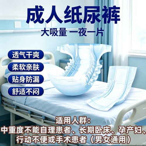 舒心宜片加长防漏加厚亲肤成人纸尿裤老人干爽透气瞬吸男女实惠装