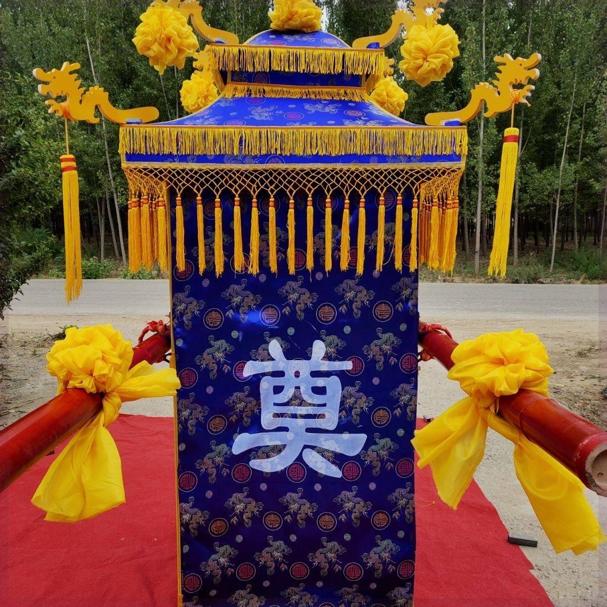 直销白事花轿盒天堂轿子殡葬灵轿葬品用抬骨灰轿镀锌钢管折丧叠轿