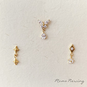 沫沫穿刺 镶钻超闪镀金吊坠钛合金耳骨钉百搭flat耳垂内螺旋免摘