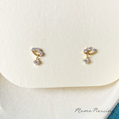 沫沫穿刺 摇曳 超闪镀金钛合金耳骨钉迷你吊坠耳蜗钉flat内螺防敏