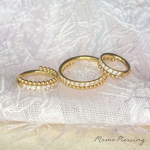 沫沫穿刺 超闪镶钻6m小耳圈镀金医用钛合金耳骨环rook环防过敏