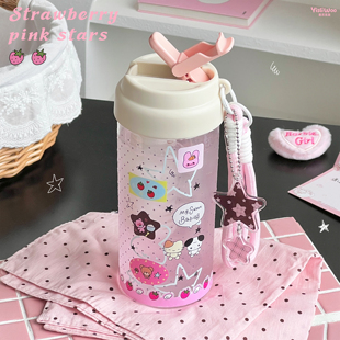 原创古早甜崽波点塑料杯tritan吸管杯y2k千禧风夏日水杯女生便携