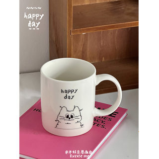 超级可爱线头小猫咪～英文字母韩风简约韩风陶瓷杯马克杯牛奶杯