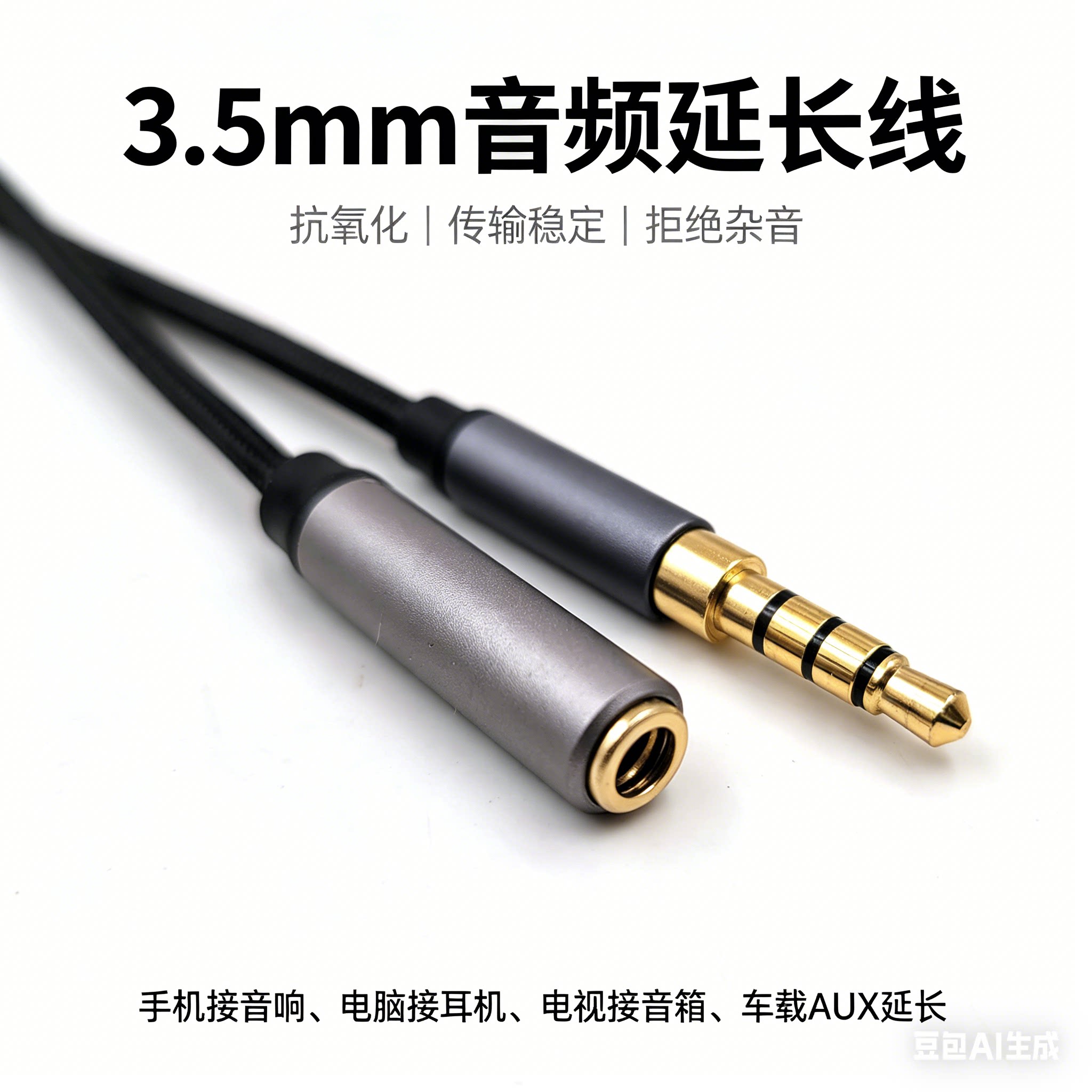 3.5mm公对3.5mm母耳机四级延长线音频线音响功放台式加长连接