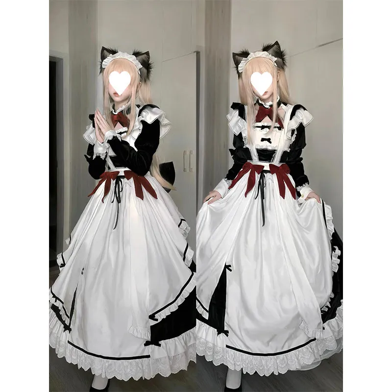 哥特lolita黑白女仆装JSK连衣裙洋装花嫁重工围裙蓬蓬公主裙套装