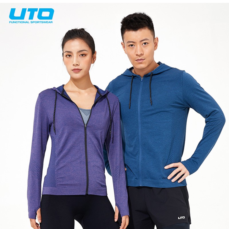 UTO悠途运动卫衣男长袖健身服跑步外套快干训练服显瘦拉链开衫女