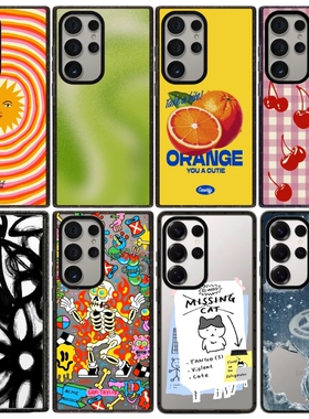 三星合集樱桃格子手机壳磁吸magsafe亚克力防摔保护套适用于三星Galaxy S25ultra/S25/S24/S23ultra可爱高级