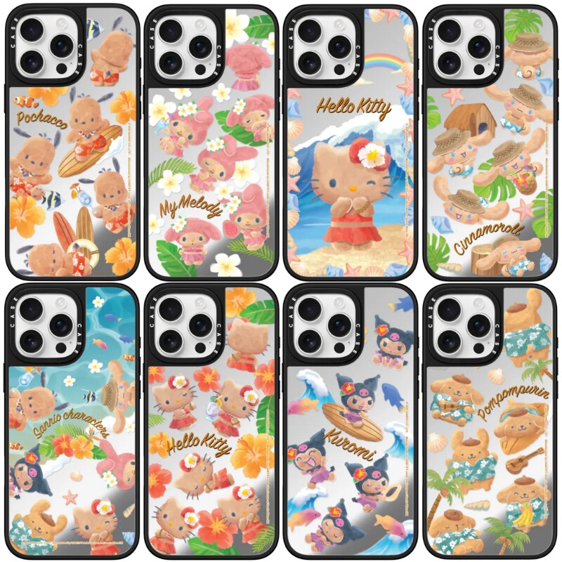 适用iphone17promax夏日三丽鸥家族手机壳防摔磁吸镜面magsafe保护套适用于16pro/15/14可爱个性高级感