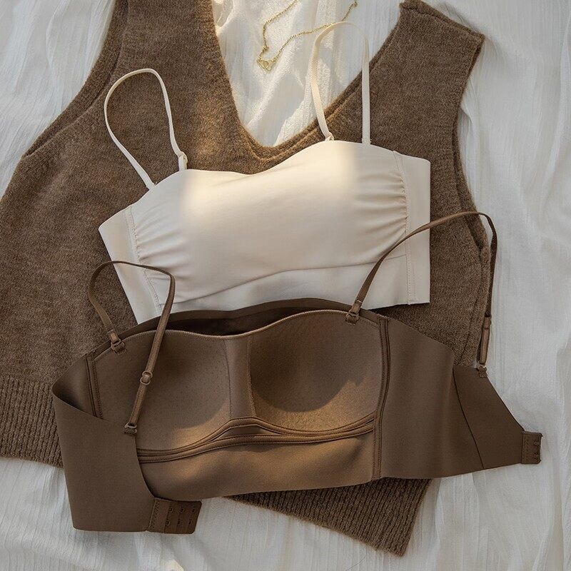 无痕抹胸内衣女大胸显小胸聚拢防下垂防走光美背吊带背心内搭文胸
