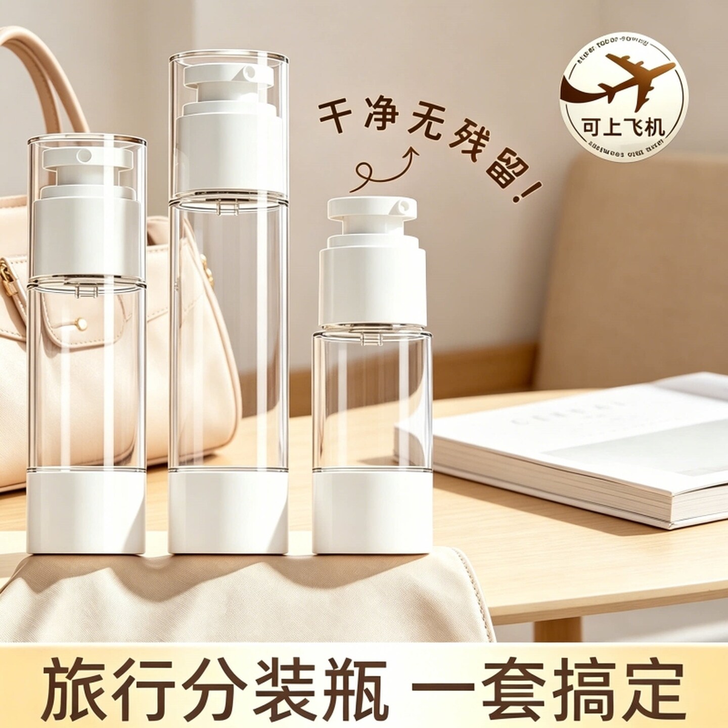 真空分装瓶按压式卸妆油旅行喷雾化妆品水乳粉底液护肤空瓶小瓶子