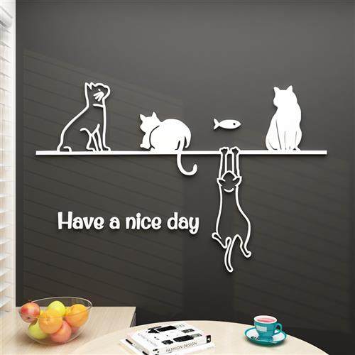 猫咪客厅影电视背景墙面装饰品自粘网红出租房间改造用品上方挂件