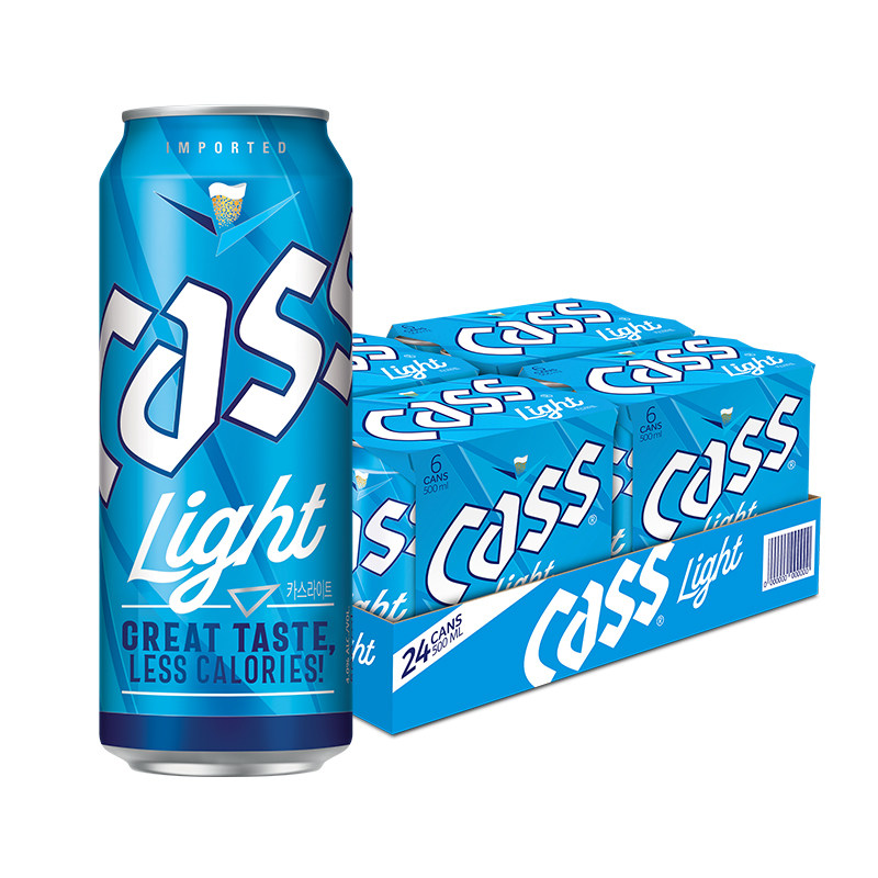CASS凯狮淡爽啤酒清爽炸鸡烧烤伴侣500ml*24罐韩国原装进口