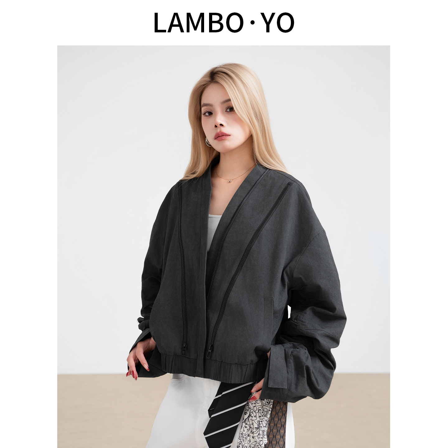 LAMBOYO无领廓形质感外套