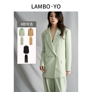 新款 裤 韩版 小众双层腰头直筒西装 女 休闲宽松西装 LAMBOYO2024秋季