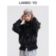 腰带设计皮衣 廓形pu网纱拼接甜酷外套时尚 LAMBOYO春季 新款