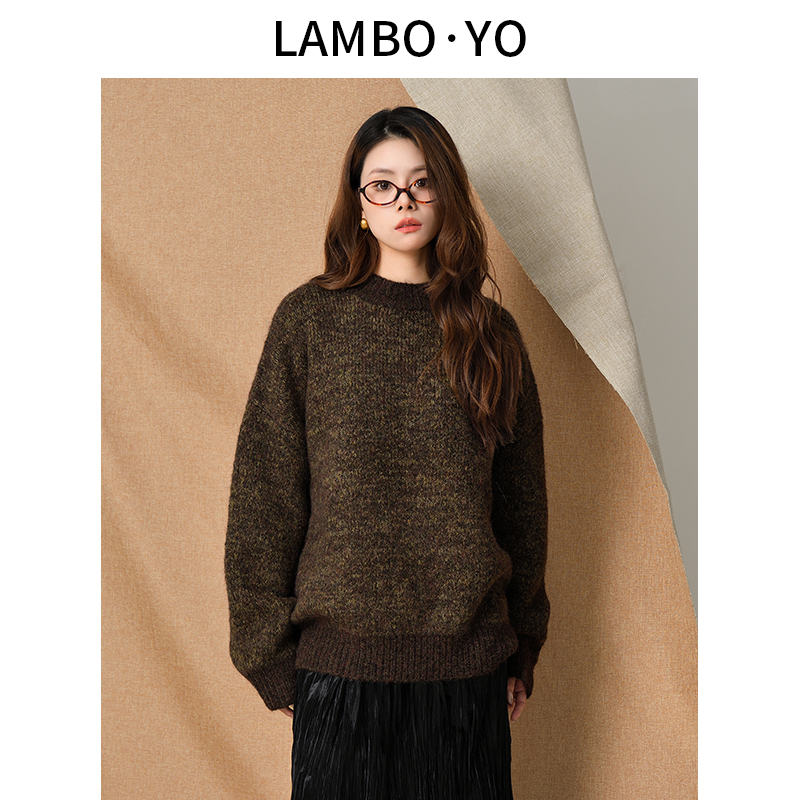 LAMBOYO圆领休闲宽松毛衣