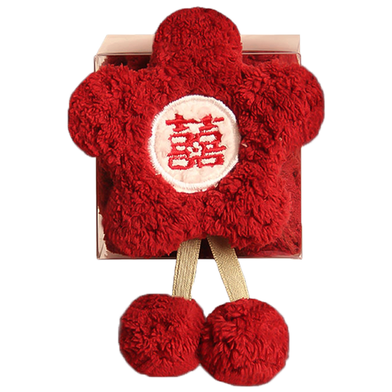 花朵毛巾伴手礼结婚喜字小方巾珊瑚绒伴娘回礼小物件毛巾婚庆用品