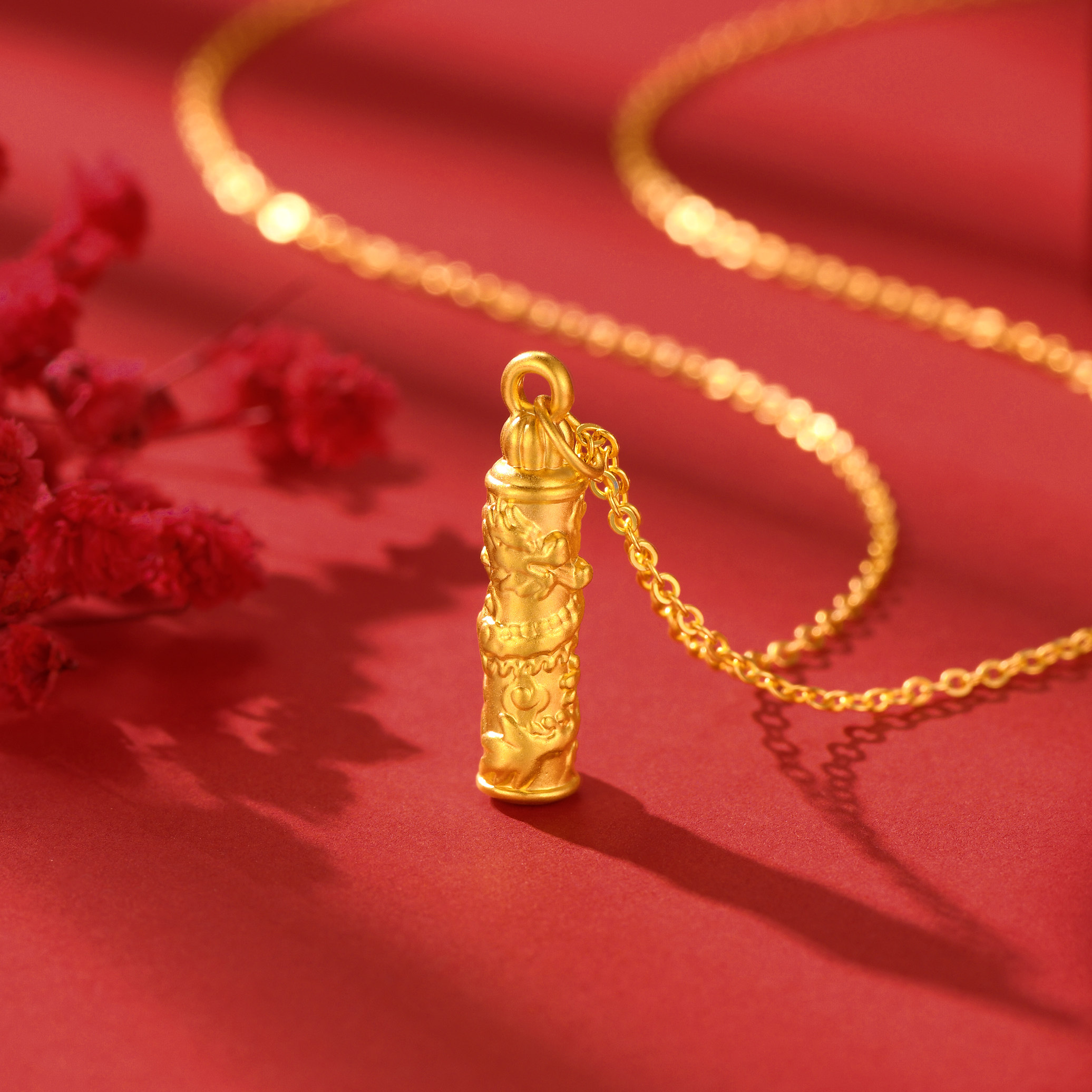 大米珠宝黄金项链吊坠转运珠水贝黄金子项链女士生肖龙本命年项链