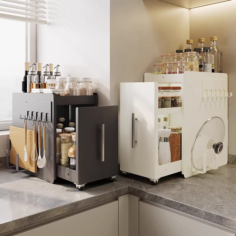 抽拉式调料品多层置物架厨房多功能调味料台面收纳柜架子盒窄边