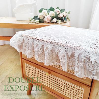 法式床头柜盖布轻奢打印机盖巾小家电防尘罩台布ins风蕾丝小桌布