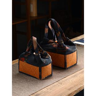 手工竹编旅行茶具收纳包加厚棉麻便携布包功夫壶袋杯袋笼中式大号