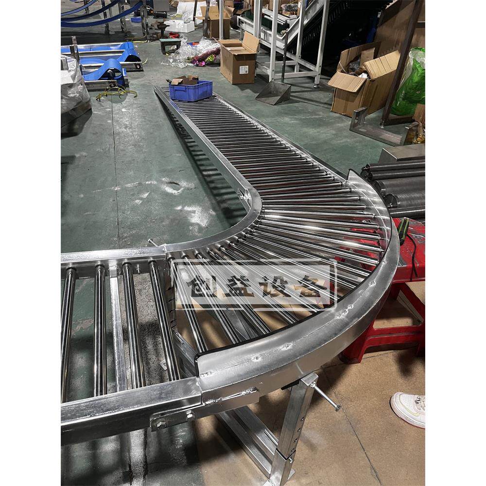 动力滚筒输送线物流传送带转弯滑道无动力滚筒流水线动力卸货滑轮
