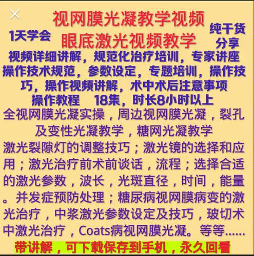 眼底视网膜光凝激光教学视频眼底激光视网膜光凝眼科手术视网膜