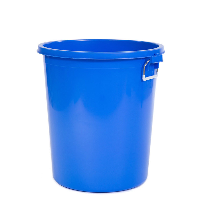 洛民珠江100升公斤厨余塑料蓝桶垃圾桶水桶盖子加厚大号现货