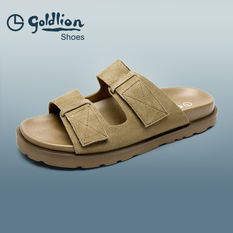 金利来男鞋 夏季真皮透气户外沙滩鞋男士轻便舒适一脚蹬防滑拖鞋