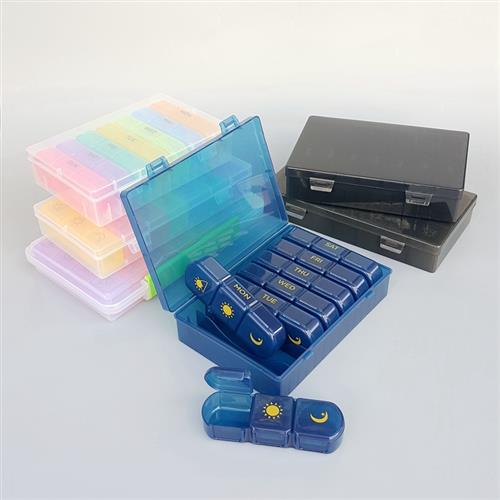 一周便携大容量21格小药盒7天3分格保健药品随身收纳盒14格药盒子