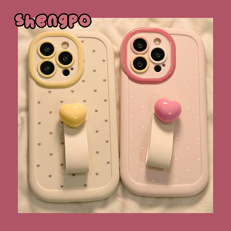 立体指环扣爱心适用iPhone15promax手机壳少女心苹果16新款13ProMax日韩风12女14pro硅胶14手机套防摔11全包