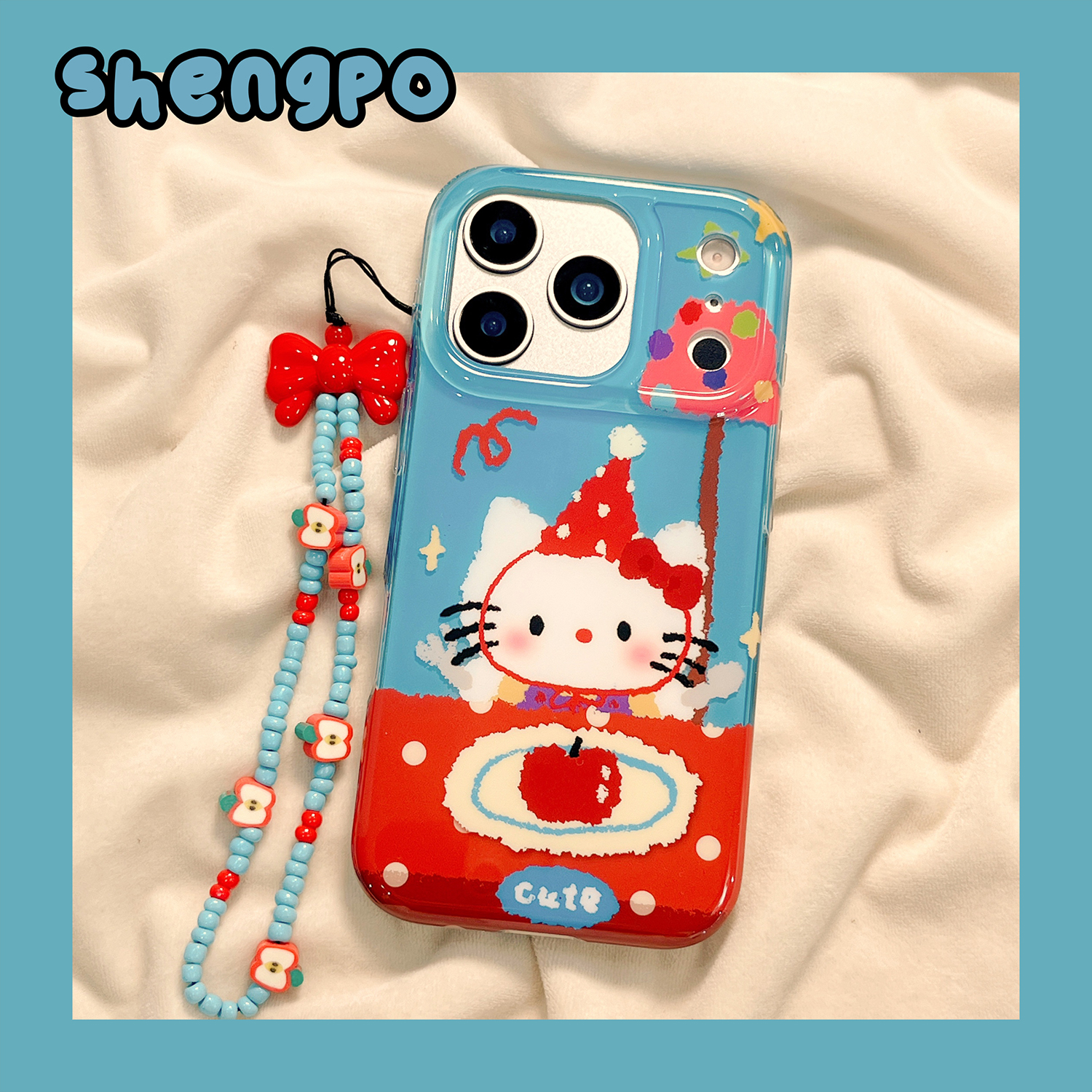 可爱hellokitty刀叉手机壳带手链