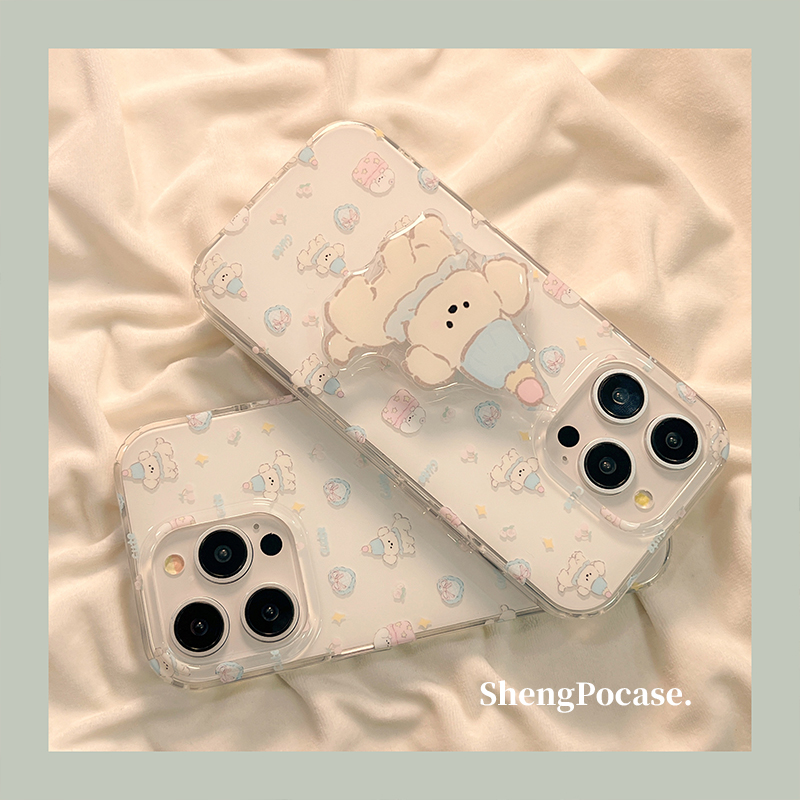 苹果手机壳tpu双层可爱小狗支架