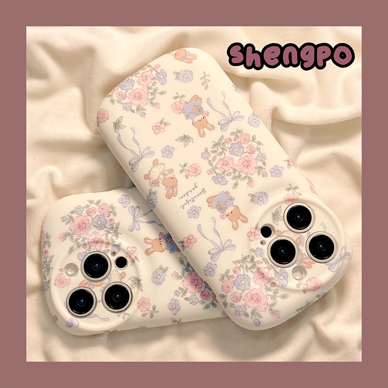 苹果手机壳可爱兔子碎花少女心