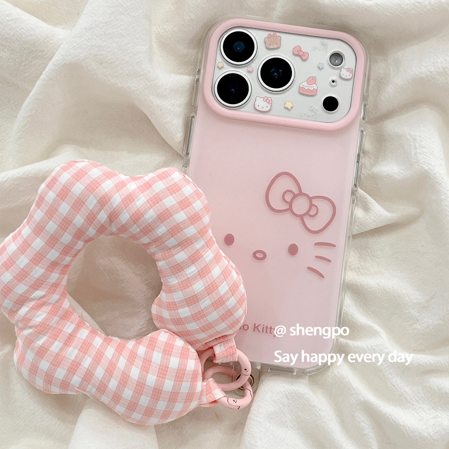 日韩风可爱卡通猫咪表情少女心适用iPhone17promax手机壳17苹果16promax带挂绳15pro新款16pro女15防摔保护套