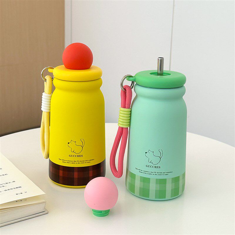 简约保温杯女生2025新款大容量水杯可携式学生上学专用吸管杯子男