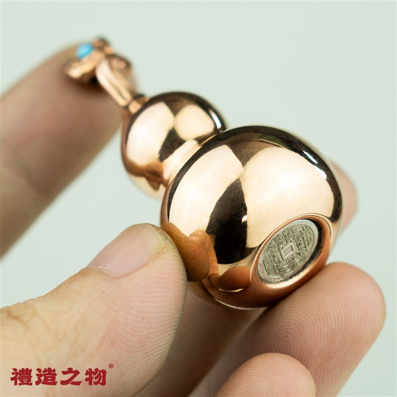 纯铜葫芦挂件招财转运摆件实心紫铜葫芦手把件工艺品送朋友礼物