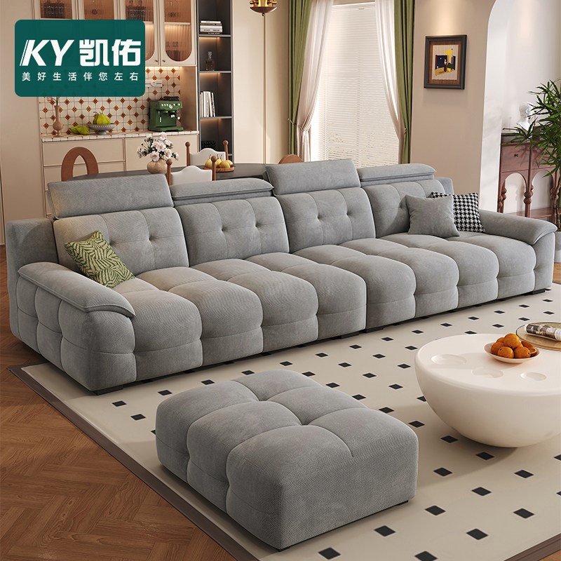 凯佑2025年意式轻奢雪尼尔棉麻直排沙发现代简约风小户型布艺沙发